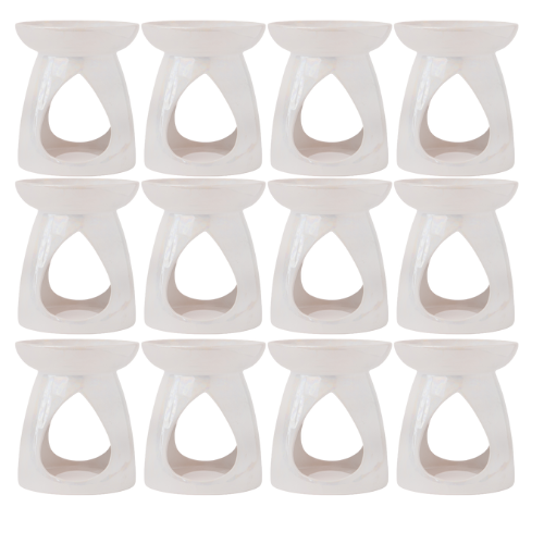 Deluxe Teardrop Pearlised Oil and Wax Melt Burner 14cm Assorted Colours Wax Melts & Oil Burners FabFinds White 12 Pack
