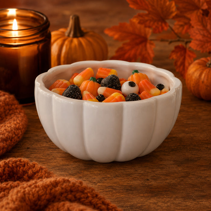 Halloween Ceramic Pumpkin Bowl 13cm Assorted Colours Halloween Accessories FabFinds