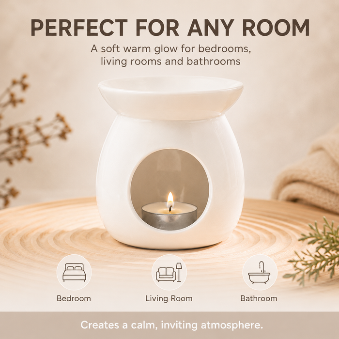 White Ceramic Oil Wax Melt Burner 10cm Assorted Pack Size Wax Melts & Oil Burners FabFinds