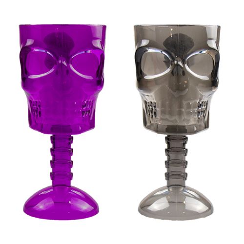 Halloween Skull Goblet Glasses Assorted Colours Halloween Accessories Gem Imports   