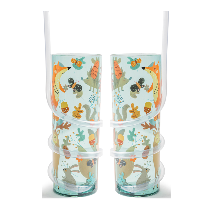 Curly straw Drink cup 500ml Assorted Designs Pack of 2
