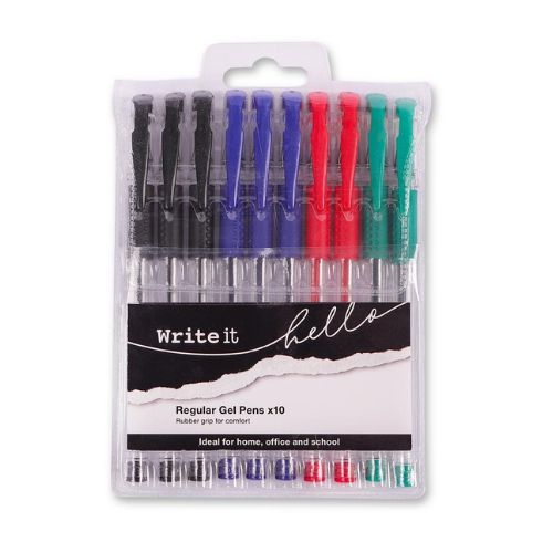 Write It Regular Gel Pens 10 Pack Stationery FabFinds   