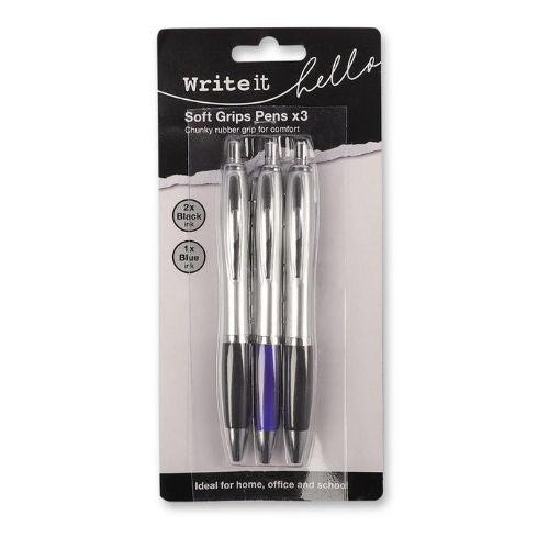 Write It Soft Grip Pens 3 Pack Stationery FabFinds   