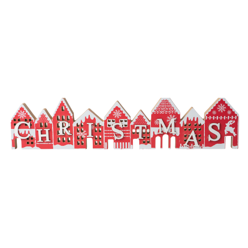 Christmas House Sign 49cm Wooden Festive Decoration | FabFinds