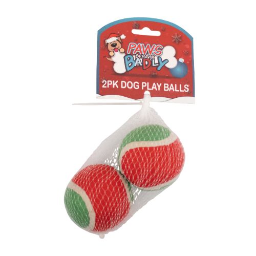 Paws Behavin' Badly Christmas Dog Play Balls 2 Pack Dog Toys FabFinds   