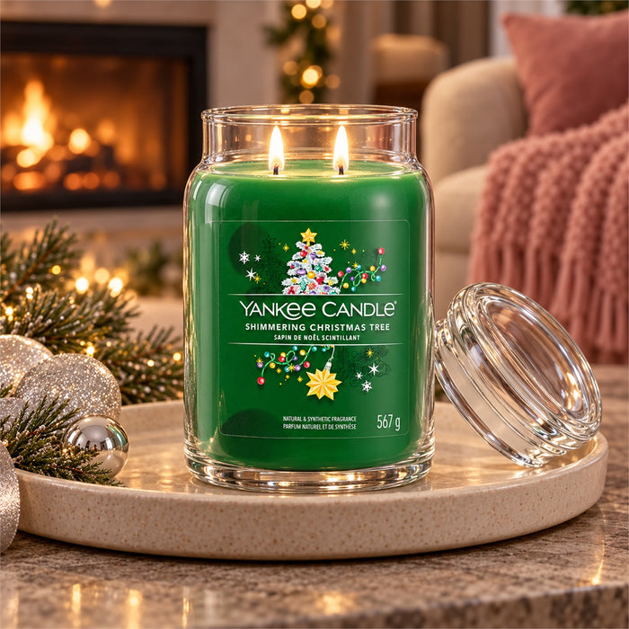 Yankee Candle Shimmering Christmas Tree Large Jar 2 Wick Candle 567g Candles Yankee Candle