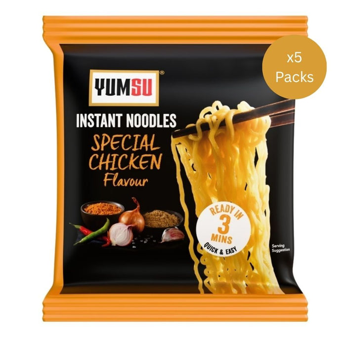 Yumsu Instant Ramen Noodles Variety Bundle 23 Packs - Chicken Curry, Special Chicken, Kimchi, Beef & Chilli Fire Flavours Pasta & Noodles Yumsu