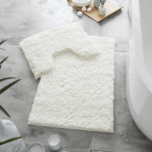 Zero Twist Cotton Bath Mat Set Assorted Colours Bathroom Accessories FabFinds Cream