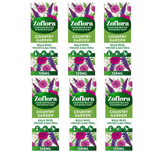 Zoflora Country Garden Concentrated Fragrance 120ml Assorted Packs Disinfectants Zoflora Pack of 6