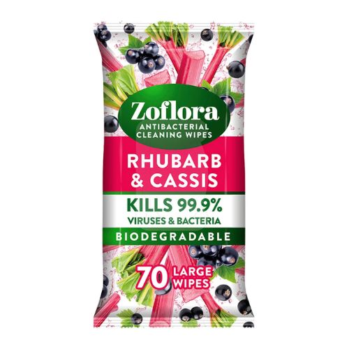Zoflora Rhubarb & Cassis Antibacterial Large Wipes 70 Pack Cleaning Wipes Zoflora   