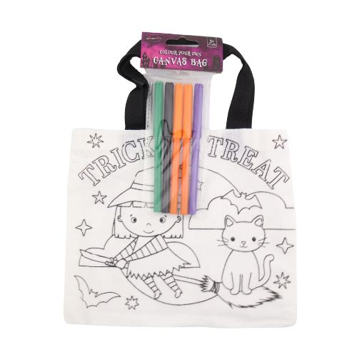 Halloween Colour Your Own Canvas Bag Halloween Decorations FabFinds Witch  