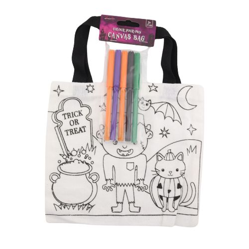 Halloween Colour Your Own Canvas Bag Halloween Decorations FabFinds Zombie  