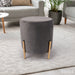 Luxury Velvet Footstool With Gold Metal Stand Home Decoration FabFinds Charcoal  