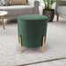 Luxury Velvet Footstool With Gold Metal Stand Home Decoration FabFinds Green  