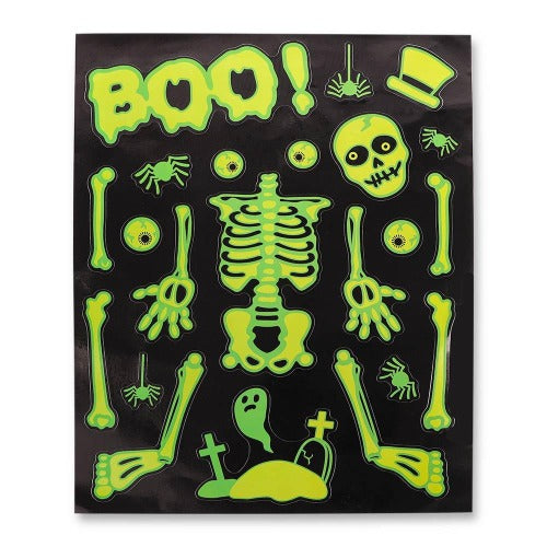 Haunting Halloween Glow In The Dark Window Stickers Assorted Designs Halloween Decorations FabFinds Boo! Skeletons  