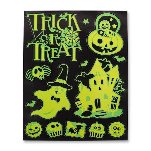 Haunting Halloween Glow In The Dark Window Stickers Assorted Designs Halloween Decorations FabFinds Trick Or Treat  