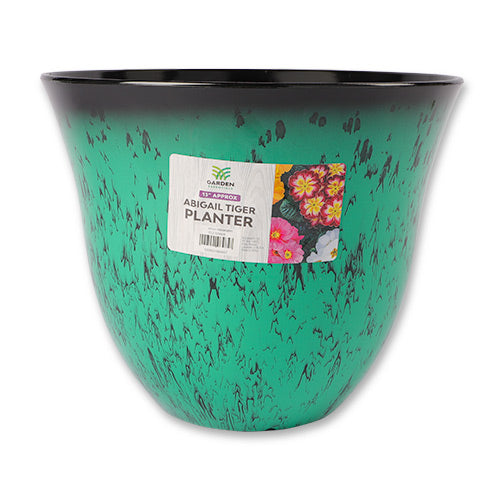 Abigail Tiger Planter Assorted Colours 13" Pots & Planters Garden Essentials Teal  