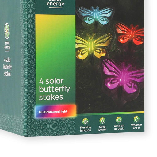 Solar Energy Butterfly Garden Light Stakes 4 Pk Solar Lights Solar Energy   