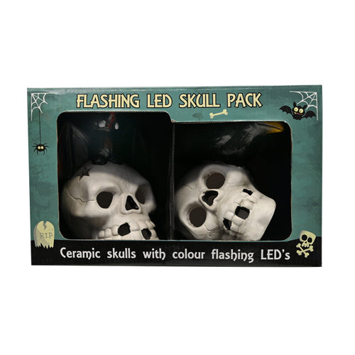 Flashing Halloween LED Skull Twin Pack Halloween Decorations FabFinds   