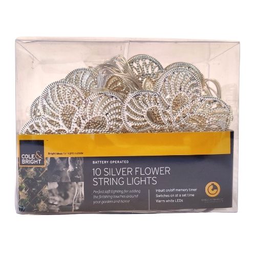 Cole & Bright 10 Silver Flower String Lights Home Lighting Cole & Bright   