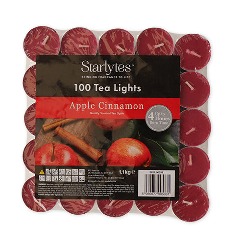Starlytes Apple Cinnamon Tea Lights 100 Pack Candles Starlytes   