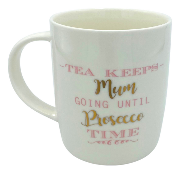 White and Pink Prosecco Time Mum Mug Mugs FabFinds   