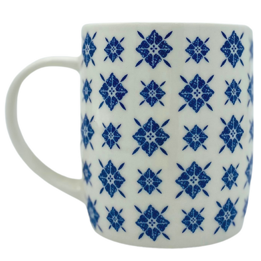 Blue and White Diamond Print Mug Mugs FabFinds   