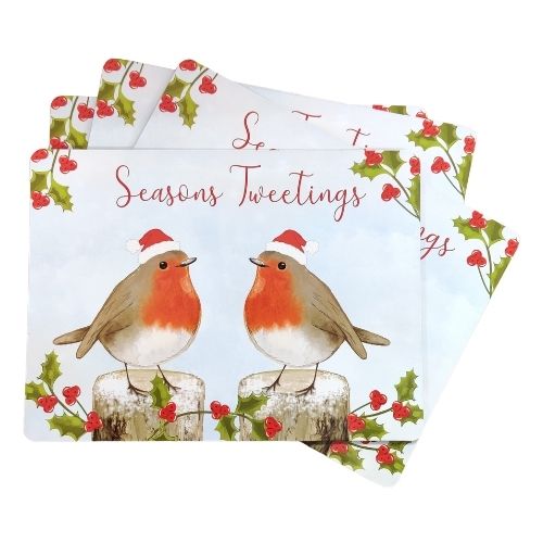 Christmas Robin Placemat 4 Pack Christmas Tableware Home Collection   