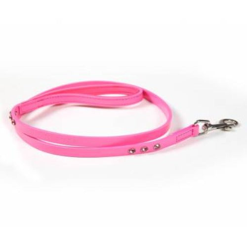 Hounds Smooth Leather Diamante Trim Dog Lead Dog Accessories Hounds Pink  