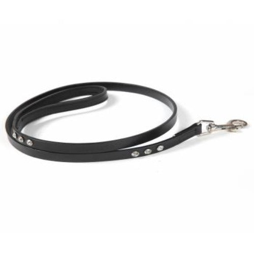 Hounds Smooth Leather Diamante Trim Dog Lead Dog Accessories Hounds Black  