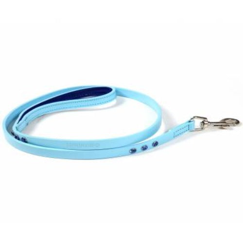 Hounds Smooth Leather Diamante Trim Dog Lead Dog Accessories Hounds Blue  