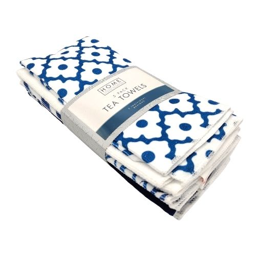 Home Collection Blue and White Tea Towels 5Pk Tea Towels Home Collection   