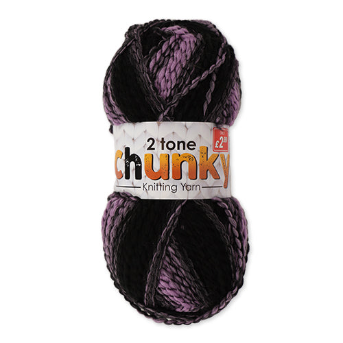 Black & Purple Two Tone Chunky Knitting Yarn 200g Knitting Yarn & Wool FabFinds   