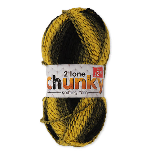 Black & Yellow Two Tone Chunky Knitting Yarn 200g Knitting Yarn & Wool FabFinds   