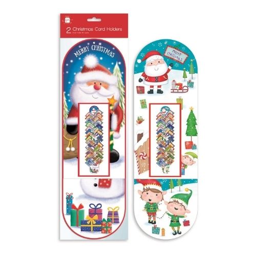 Two Christmas Card Holders - Holds 60 cards Christmas Cards FabFinds Carton Santa in Winter Wonderland  