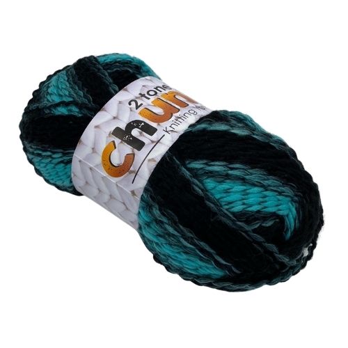Teal and Black Two Tone Chunky Knitting Yarn 200g Knitting Yarn & Wool FabFinds   