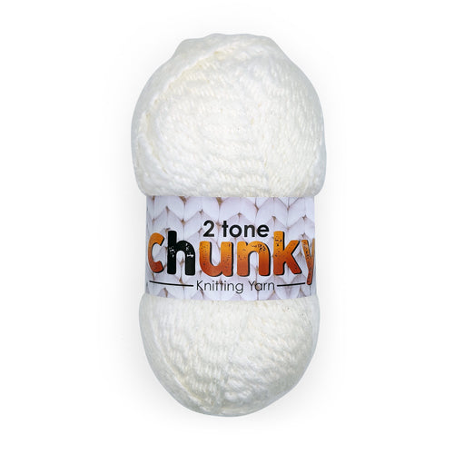 Cream & White Two Tone Chunky Knitting Yarn 200g Knitting Yarn & Wool FabFinds   