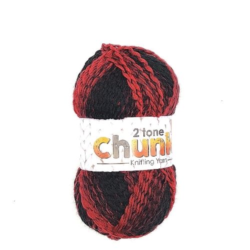 Red & Black Two Tone Chunky Knitting Yarn 200g Knitting Yarn & Wool FabFinds   