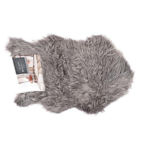 Coloroll Faux Fur Sheepskin Luxury Rug Assorted Shades Rugs FabFinds Light Grey  