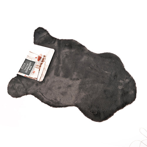 Coloroll Faux Fur Rabbit Supersoft Rug Assorted Colours Rugs Coloroll Charcoal  