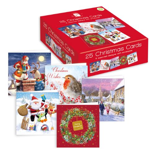 Assorted Design Christmas Cards 25 Pack Christmas Cards Giftmaker   