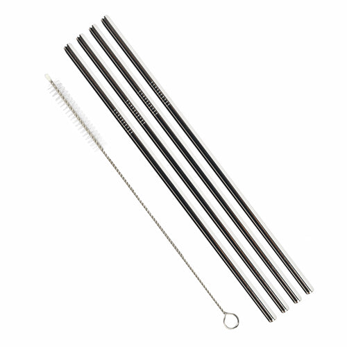 Custom Craft Silver Metal Straws With Cleaning Brush 6 Pack Kitchen Accessories Custom Crafts   