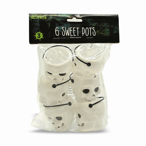 Spooky Skull Sweet Pots 6 Pack Halloween Accessories FabFinds   