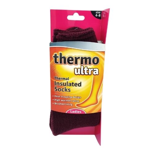 Women’s Thermo Ultra Thermal Insulated Socks Socks & Snuggle Socks FabFinds Burgundy  