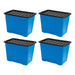 80 Litre Blue Plastic Storage Box with Lid - Set of 4 Storage Boxes FabFinds   