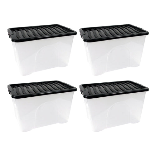 60 Litre Storage Box With Lid Set of 4 Storage Boxes FabFinds   