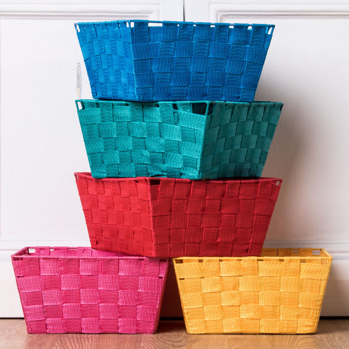 Mini Wide Weave Storage Baskets Assorted Colours Storage Baskets FabFinds   