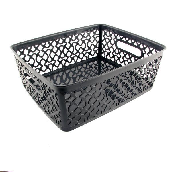 Patterned Plastic Storage Baskets Set of 3 Storage Baskets FabFinds Small Black 