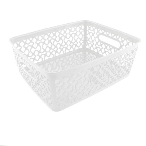 Patterned Plastic Storage Baskets Set of 3 Assorted Colours/Sizes Storage Baskets FabFinds Medium White 