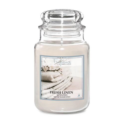 Fragrance Fresh Linen Scented Jar Wax Candle 18oz Candles Liberty Candles   